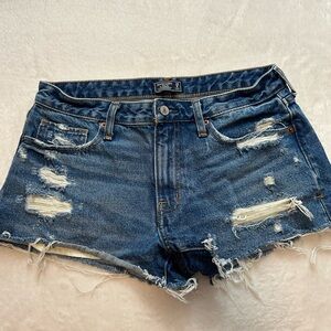 Abercrombie Distressed Blue Denim Shorts